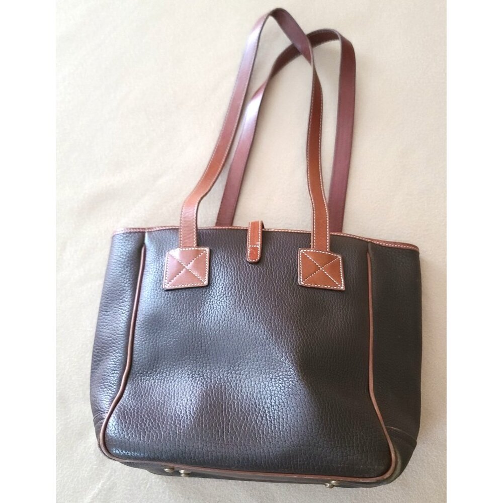 Vintage Dooney & Bourke AWL Leather Tote Brown w Buckle Closure Made In USA - Picture 3 of 16